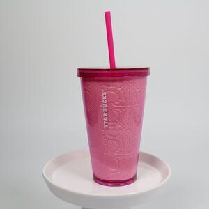 Starbucks Pink Embossed Tumbler  Grande  Used  Small Chip
